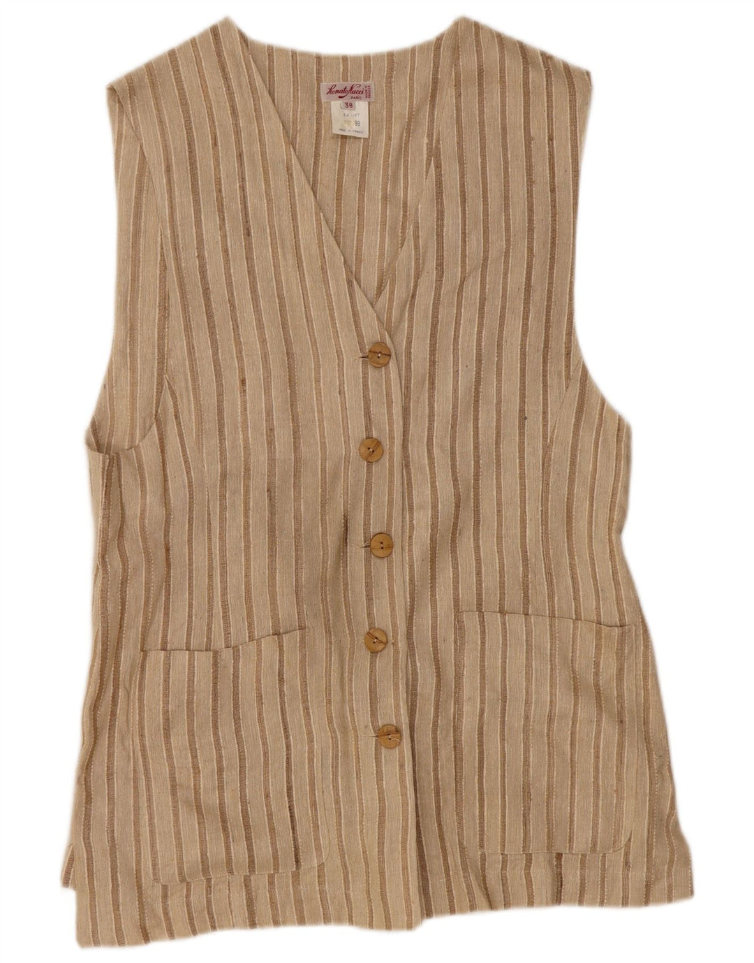 Gilet da donna a 5 bottoni Renato Nucci EU 38 Seta a righe beige medio