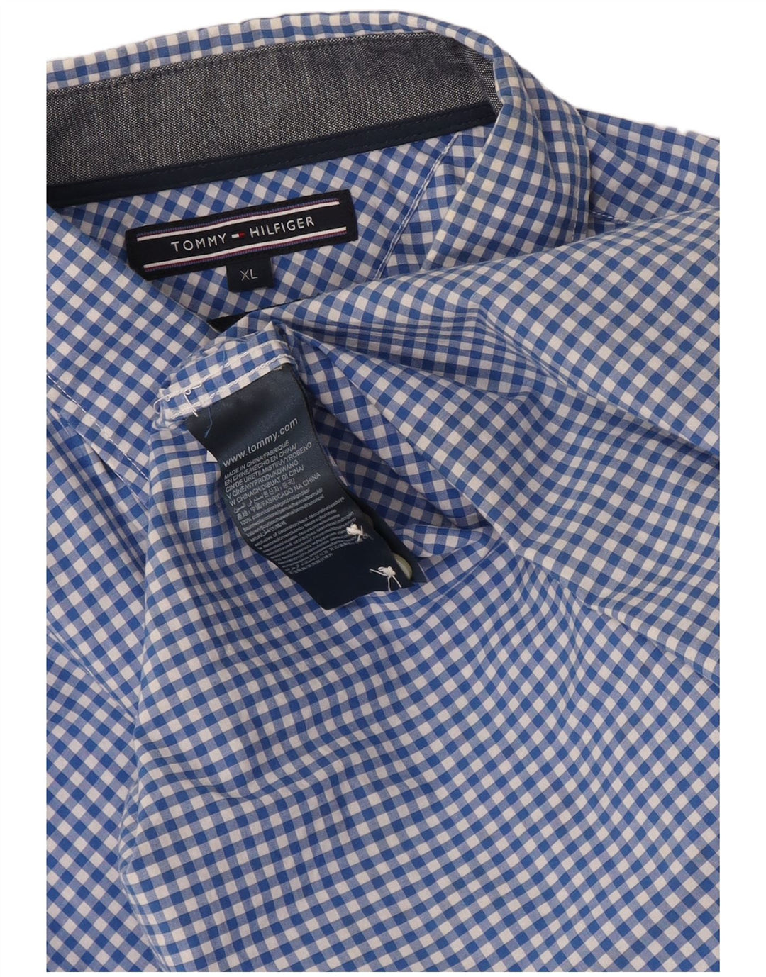Camicia da uomo Tommy Hilfiger XL in cotone a quadretti blu