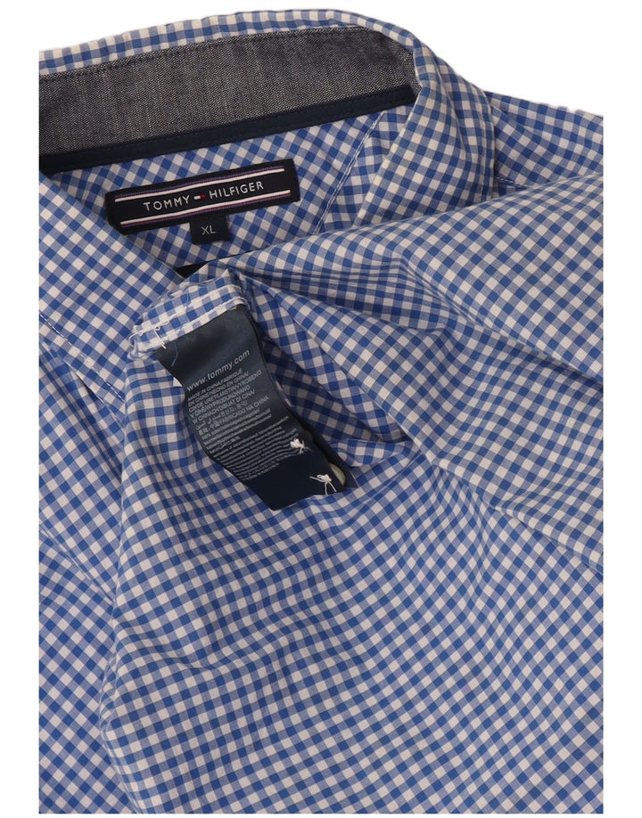 Camicia da uomo Tommy Hilfiger XL in cotone a quadretti blu
