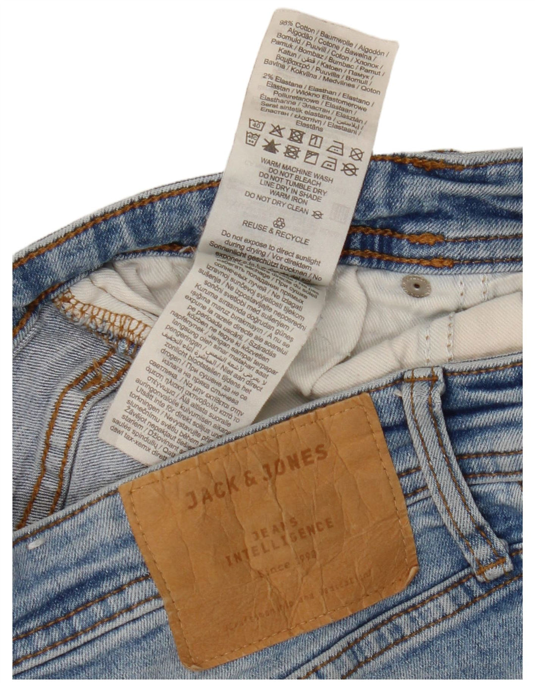 Jack & Jones Uomo GLENN Slim Jeans W32 L30 Cotone Blu