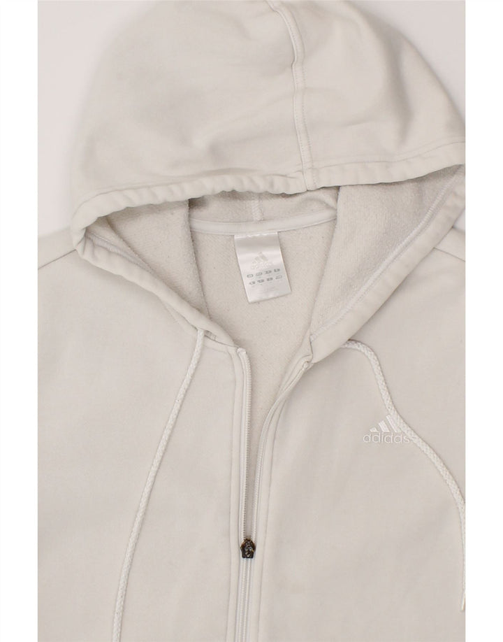 ADIDAS Womens Zip Hoodie Sweater UK 14 Medium White Cotton Vintage Adidas and Second-Hand Adidas from Messina Hembry 