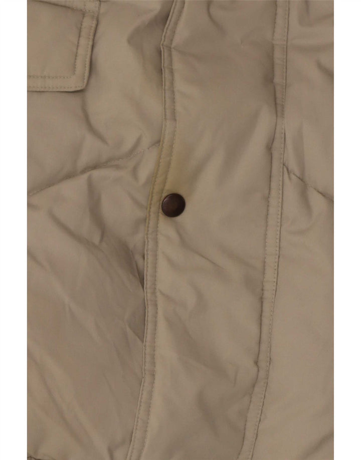 Giacca imbottita con cappuccio vintage da uomo UK 42 XL Poliestere beige