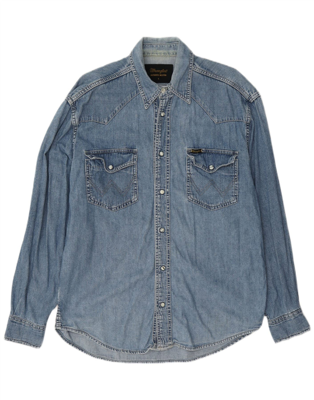 Camicia in denim western da uomo Wrangler piccola in cotone blu