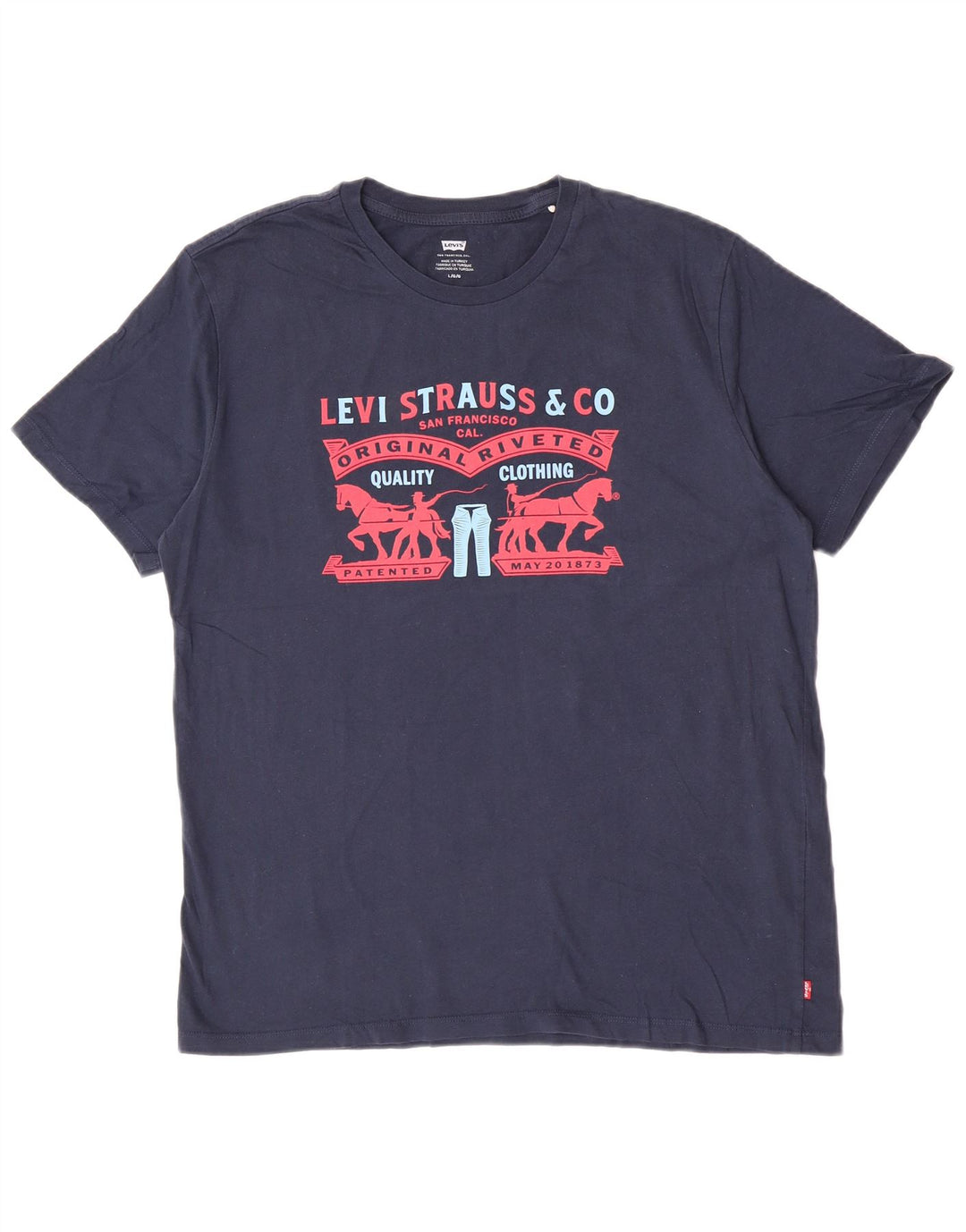 T-shirt grafica da uomo Levi's Top Large in cotone blu navy