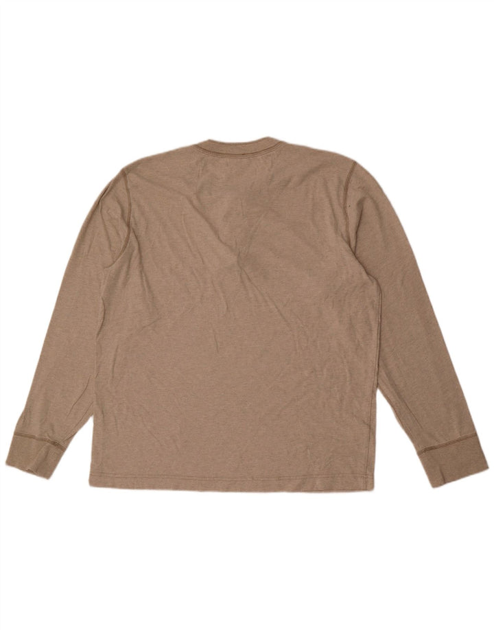 Eddie Bauer Top da uomo a maniche lunghe in cotone beige grande