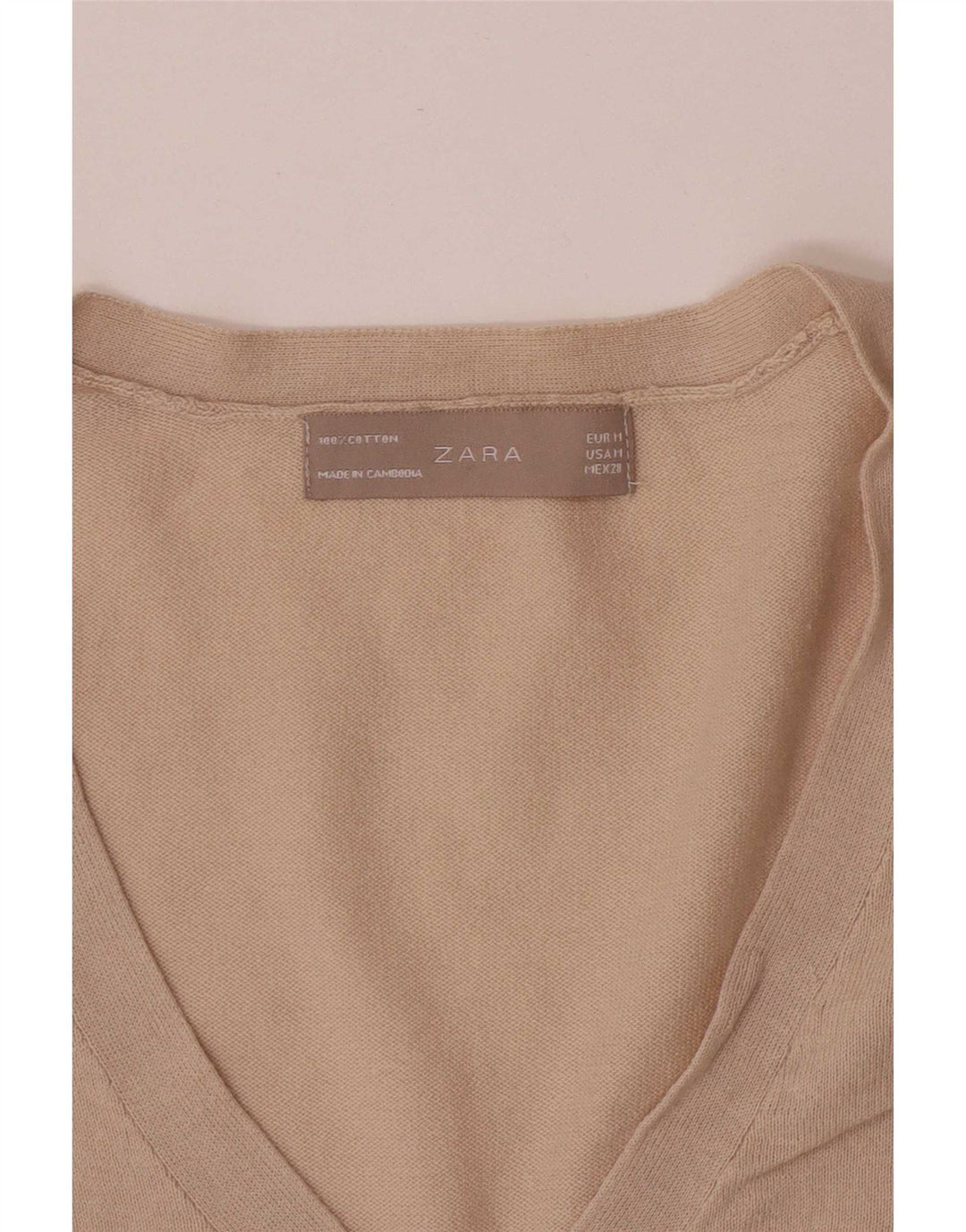 Maglione cardigan da donna Zara UK 12 Cotone beige medio