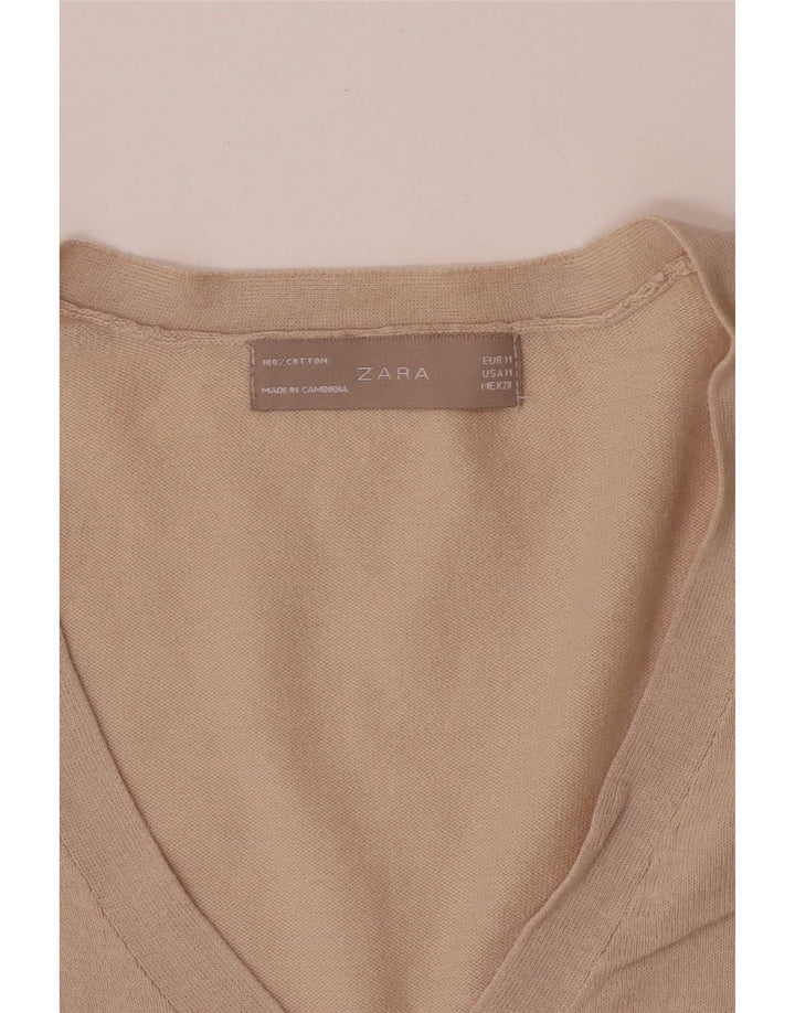 Maglione cardigan da donna Zara UK 12 Cotone beige medio