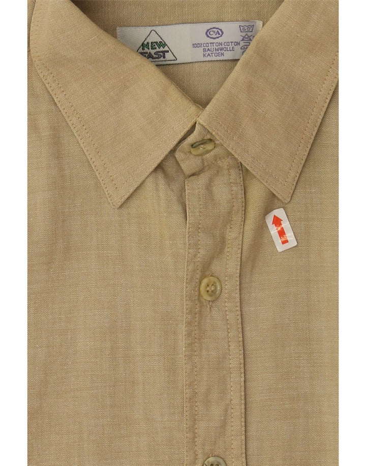 NEW FAST Mens Short Sleeve Shirt Large Beige Cotton Vintage New Fast and Second-Hand New Fast from Messina Hembry 