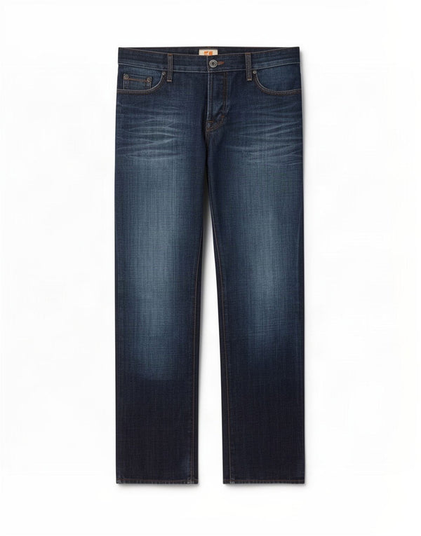 Jeans dritti da uomo vestibilità regolare Hugo Boss W34 L32 cotone blu navy