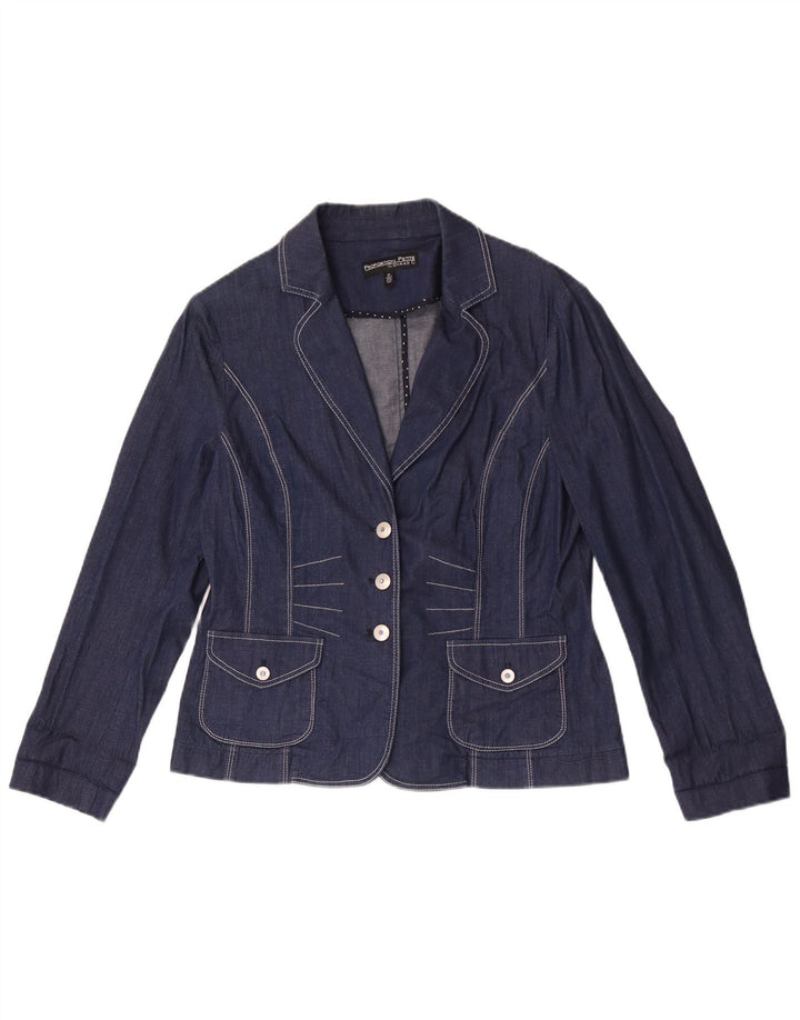 Giacca blazer in denim a 3 bottoni da donna Conrad US 8 blu navy medio