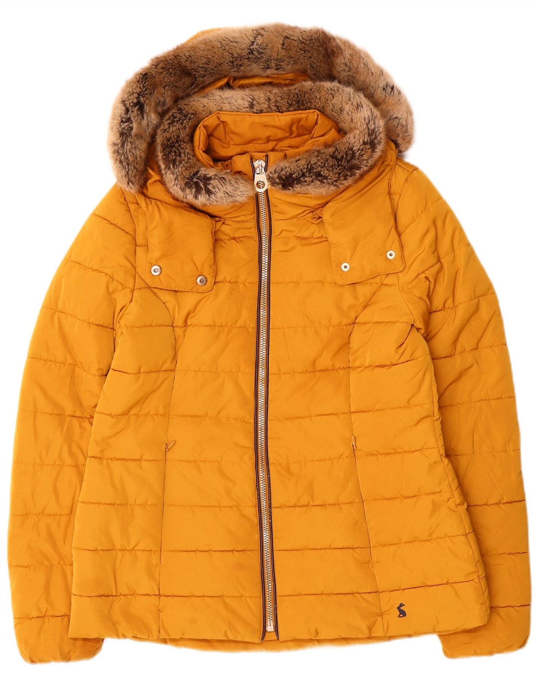 Giacca imbottita con cappuccio da donna Joules UK 12 poliestere giallo medio