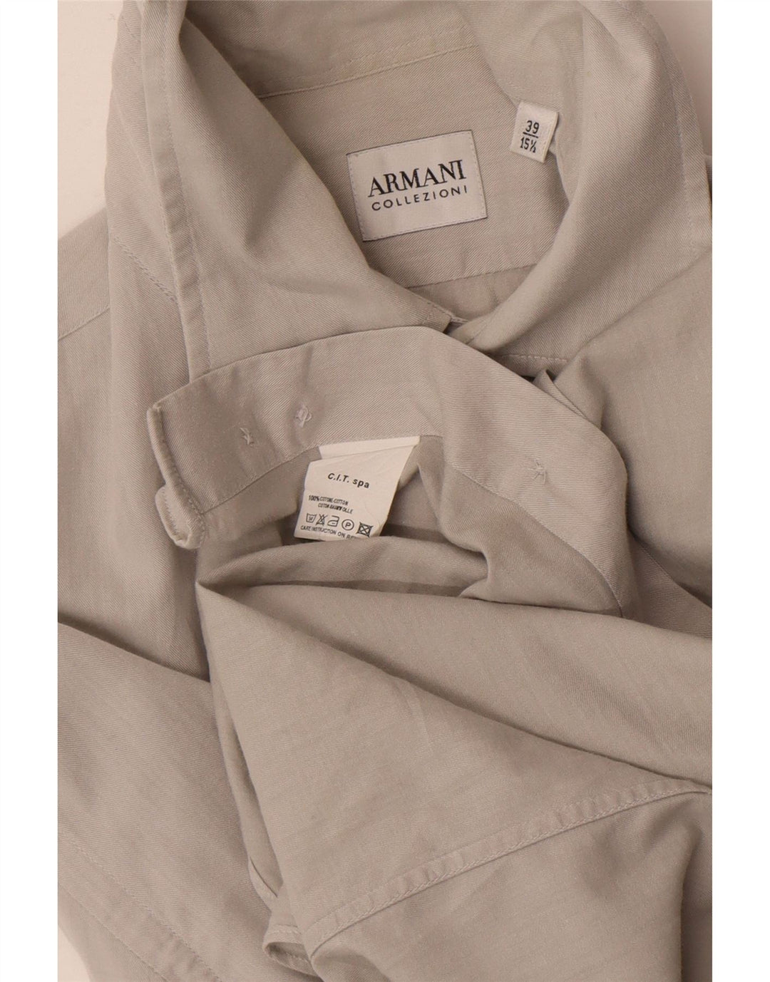 Camicia da uomo Armani Collezioni taglia 39 15 1/2 cotone grigio medio