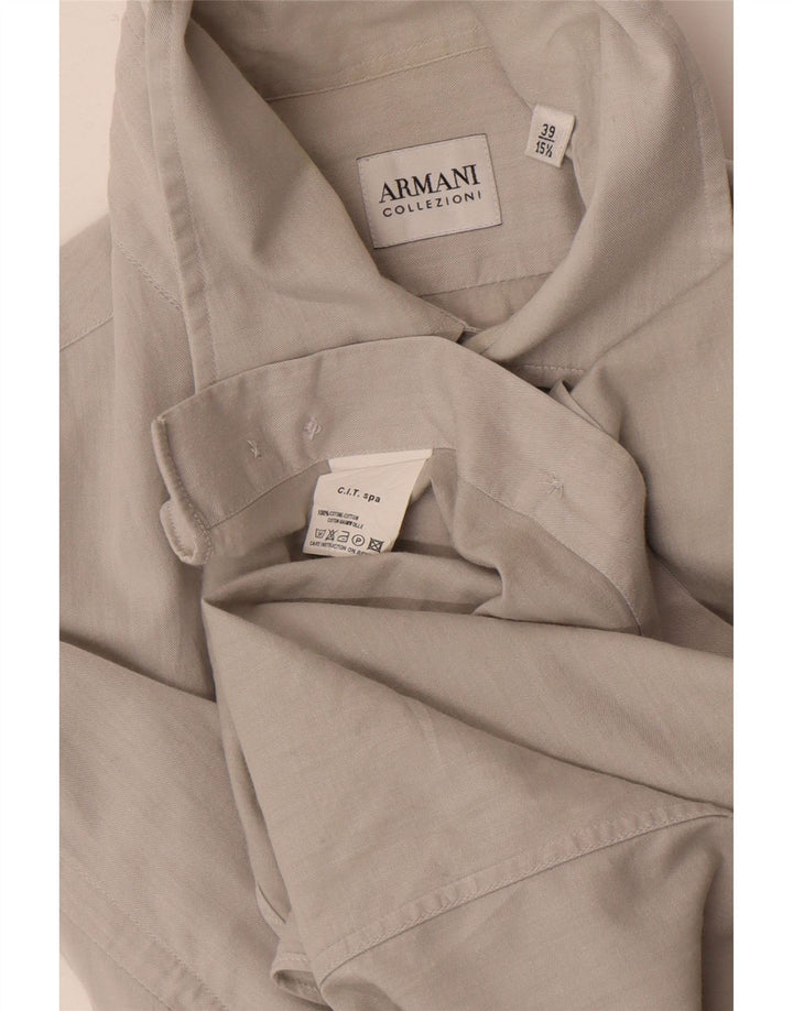 Camicia da uomo Armani Collezioni taglia 39 15 1/2 cotone grigio medio