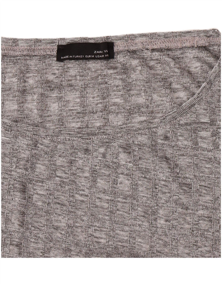 Top Zara da donna a maniche lunghe UK 12 Grigio medio