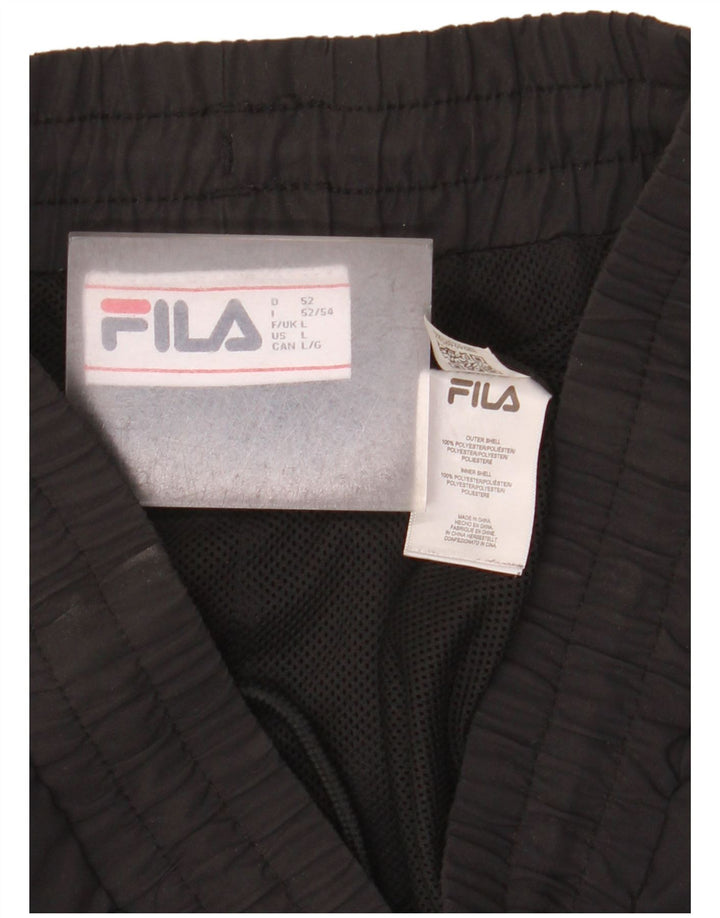 Pantaloni da tuta cargo da uomo Fila, pantaloni da jogging, grandi, in poliestere nero