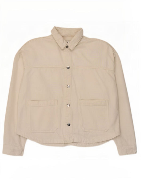Giacca di jeans oversize da donna Zara UK 10 piccola in cotone bianco