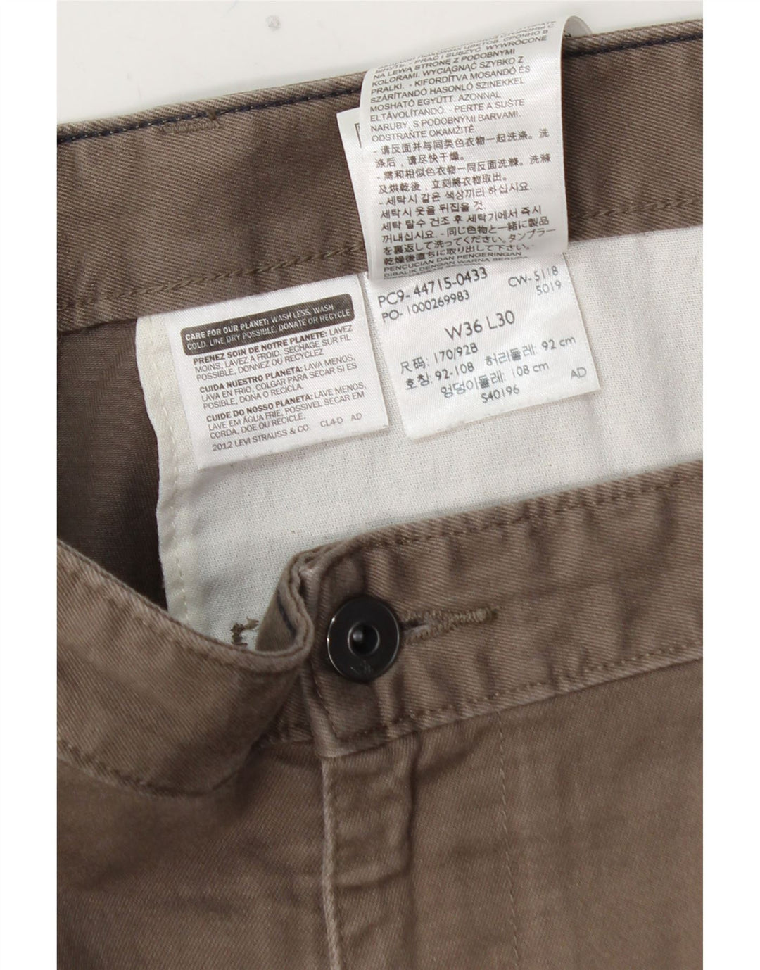DOCKERS Pantaloni chino slim kaki da uomo W36 L28 cotone grigio