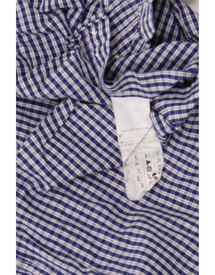 Camicia Benetton Uomo Cotone Check Blu Medio
