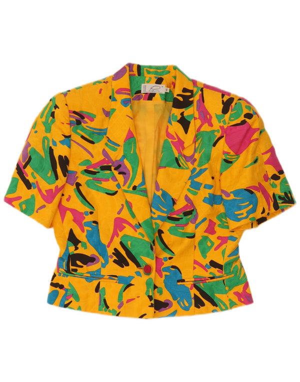 Giacca blazer vintage da donna con motivo astratto IT 44 giallo medio