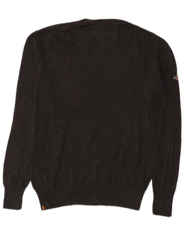 Maglione da uomo con scollo a V Superdry XL in cotone grigio
