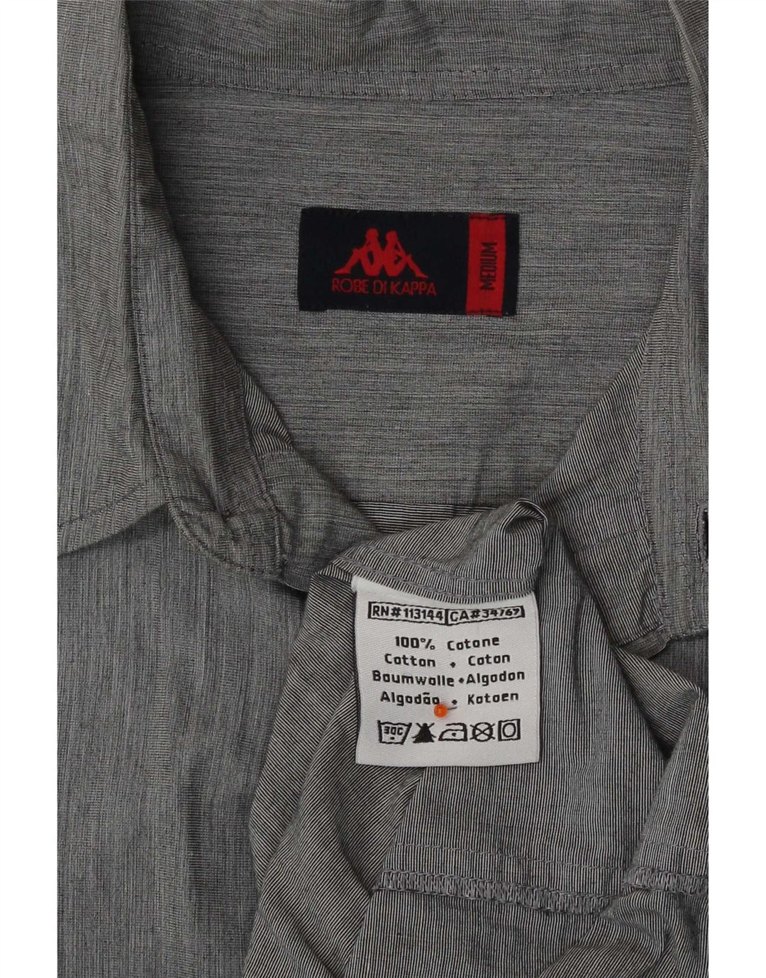 Camicia Kappa Uomo Cotone Gessato Grigio Medio