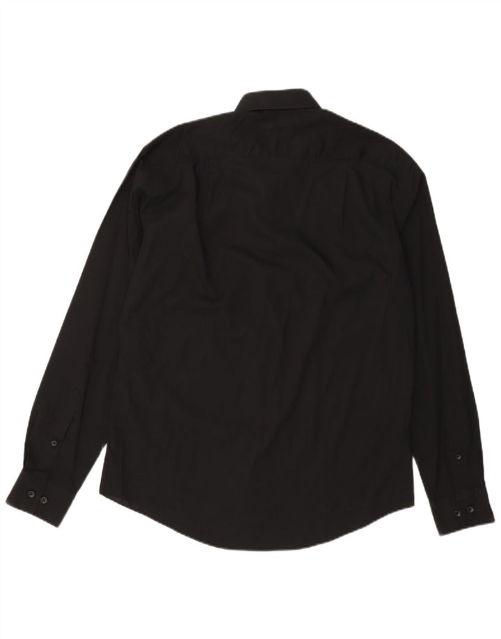 PIERRE CARDIN Camicia slim fit da uomo taglia 15 1/2 media cotone nero