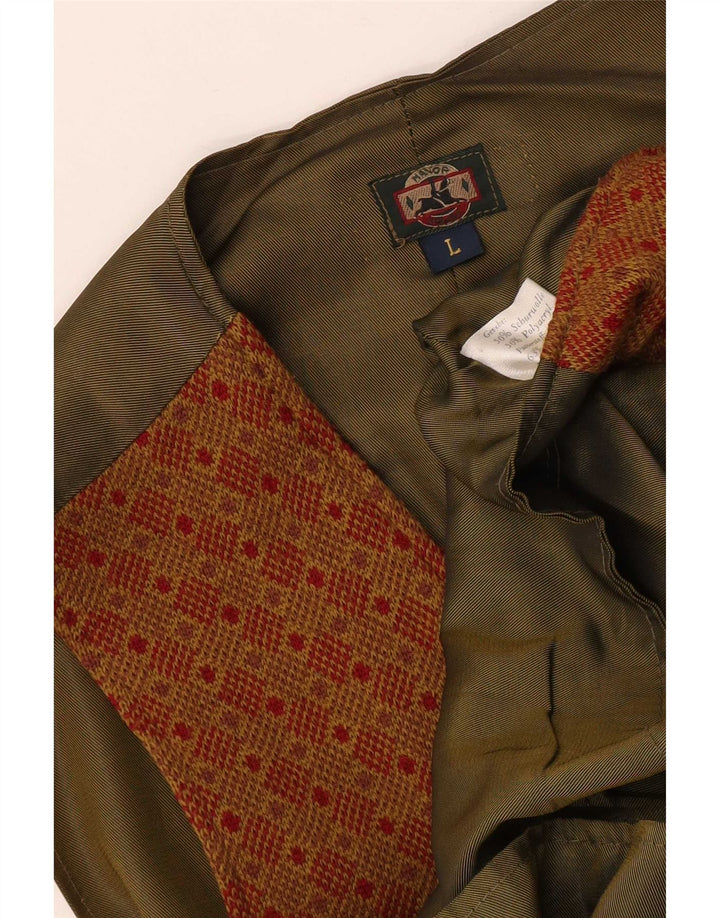 Manor House Gilet regolare da uomo grande classico in viscosa geometrica marrone