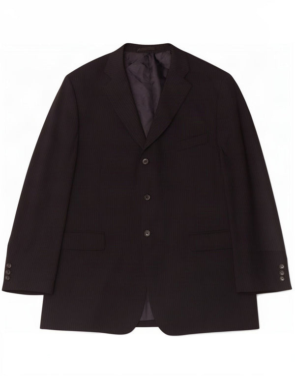Giacca blazer a 3 bottoni da uomo Marks & Spencer UK 46 XL gessato blu navy