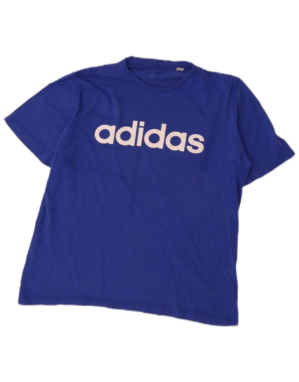 T-shirt grafica da uomo Adidas Top grande in cotone blu