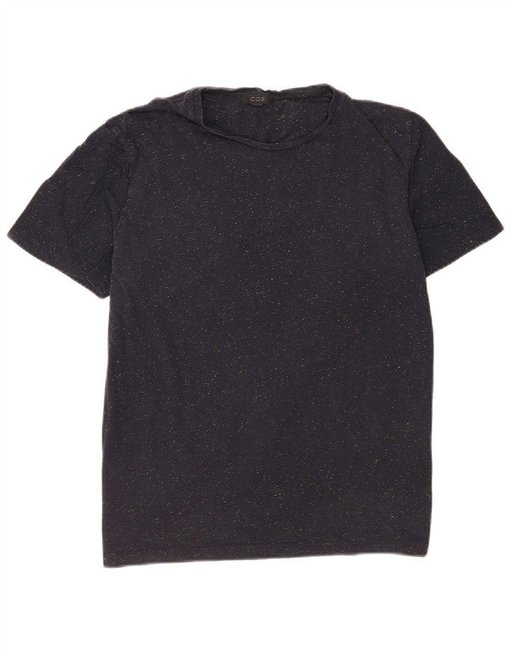 T-shirt da uomo Cos Top in cotone chiazzato blu navy medio