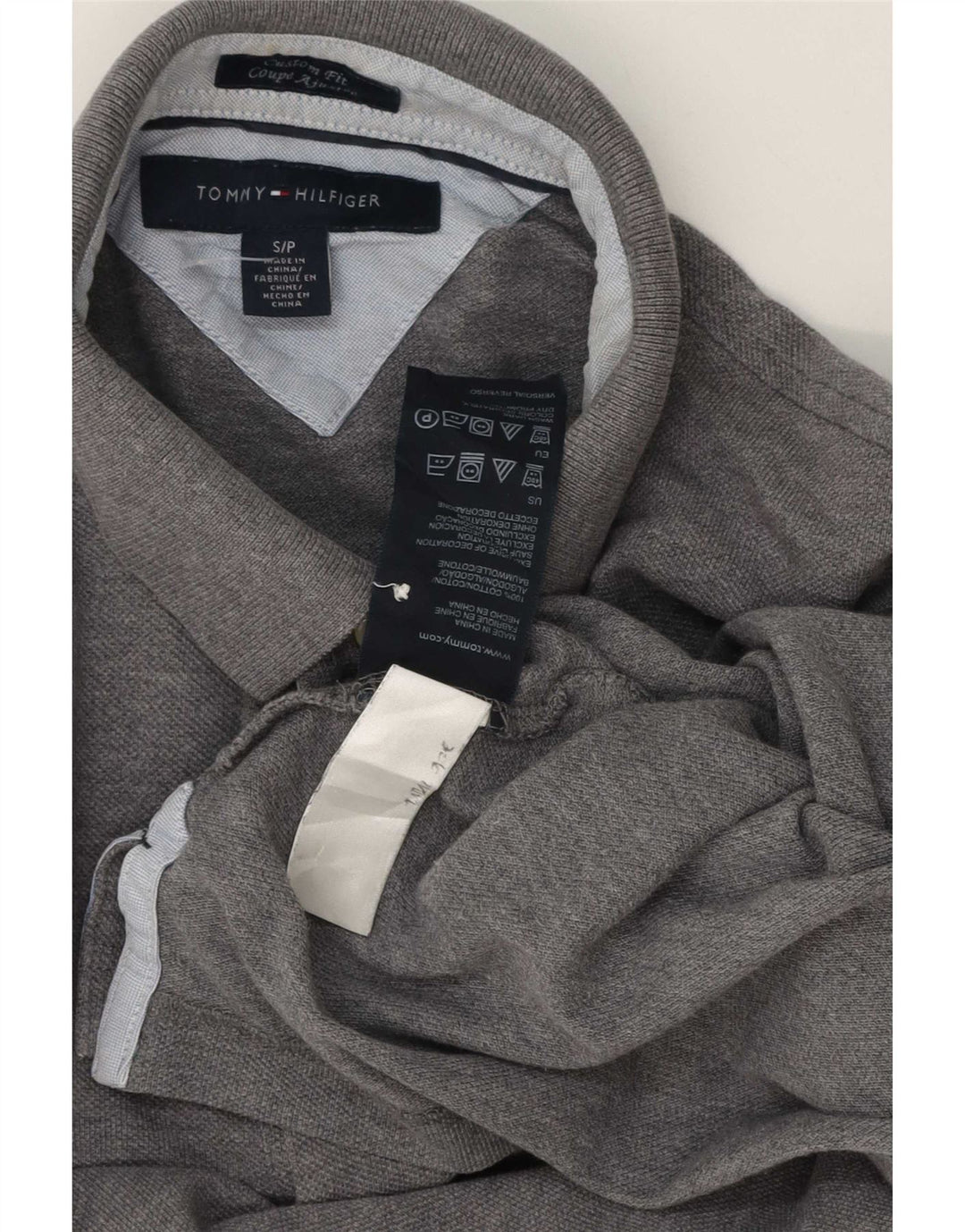 Polo da uomo Custom Fit Tommy Hilfiger piccola in cotone grigio
