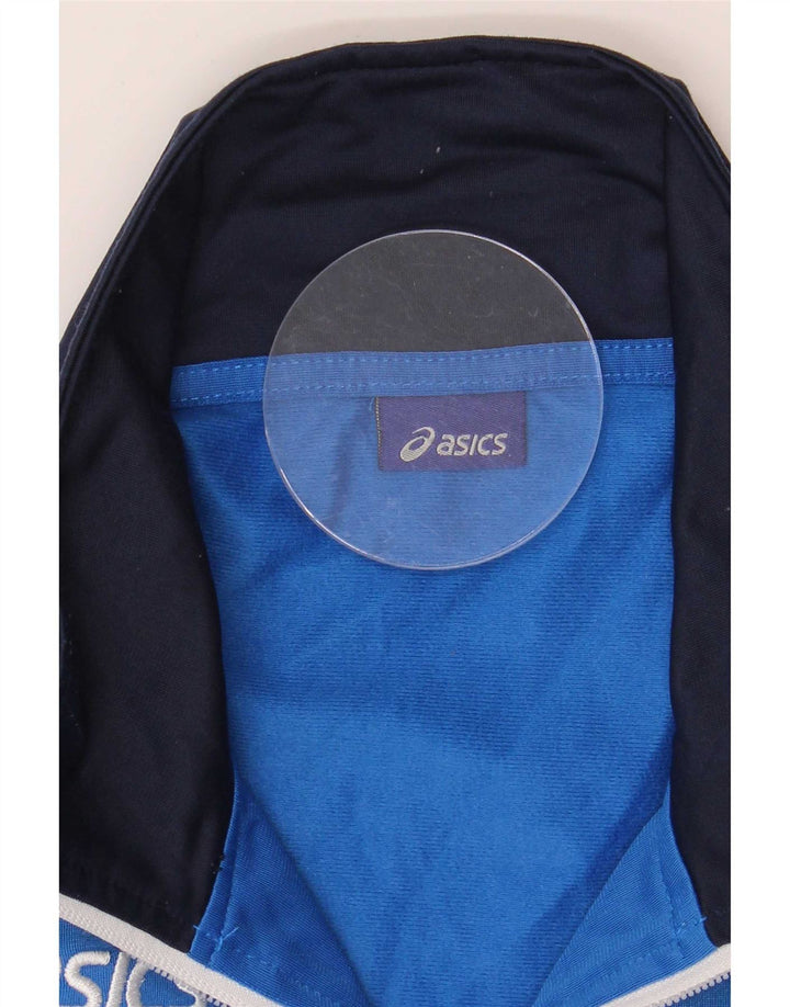 Giacca da ginnastica da uomo Asics, giacca in poliestere color block blu medio