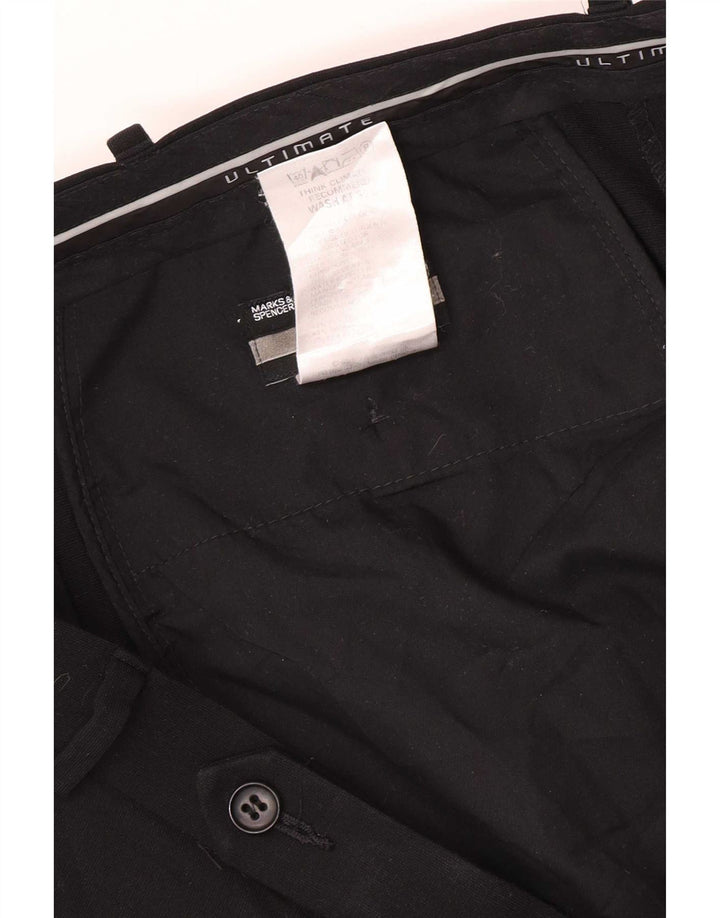Pantaloni da abito regolari da uomo Marks & Spencer W38 L33 poliestere nero