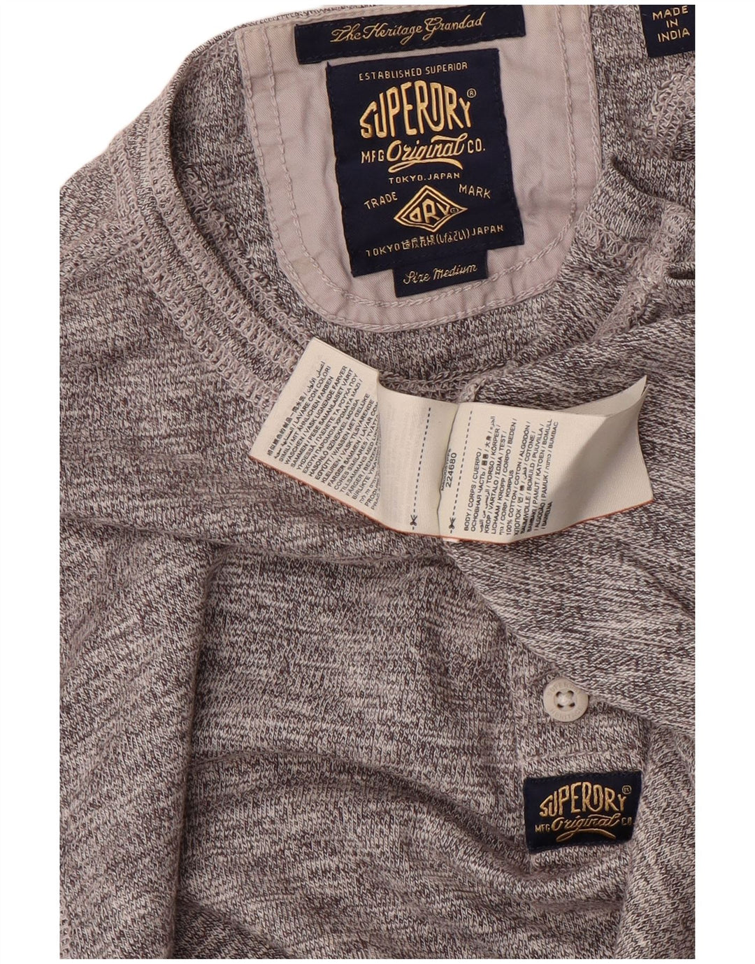 Top da uomo SUPERDRY a maniche lunghe in cotone mélange grigio medio