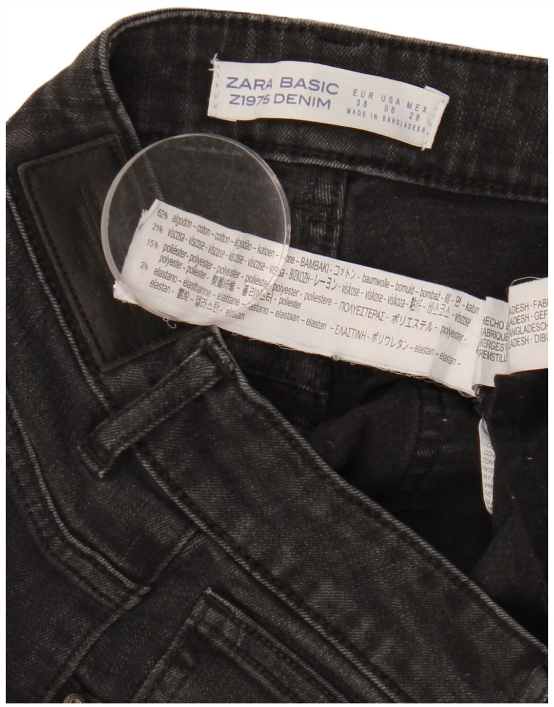 Jeans skinny da donna ZARA EU 38 Small W28 L26 cotone nero