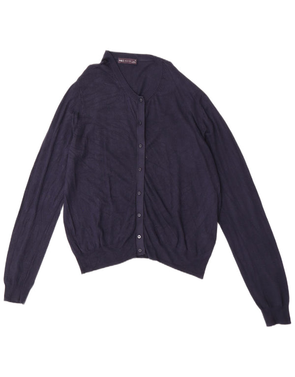 Marks & Spencer Womens Cardigan Sweater UK 16 Large Navy Blue Viscose