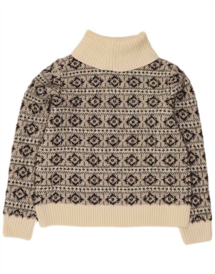 FAT FACE Maglione maglione a collo alto da donna UK 12 Grigio medio Fair Isle