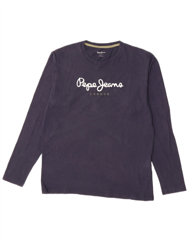 PEPE JEANS Mens Regular Fit Graphic Top Long Sleeve Medium Navy Blue