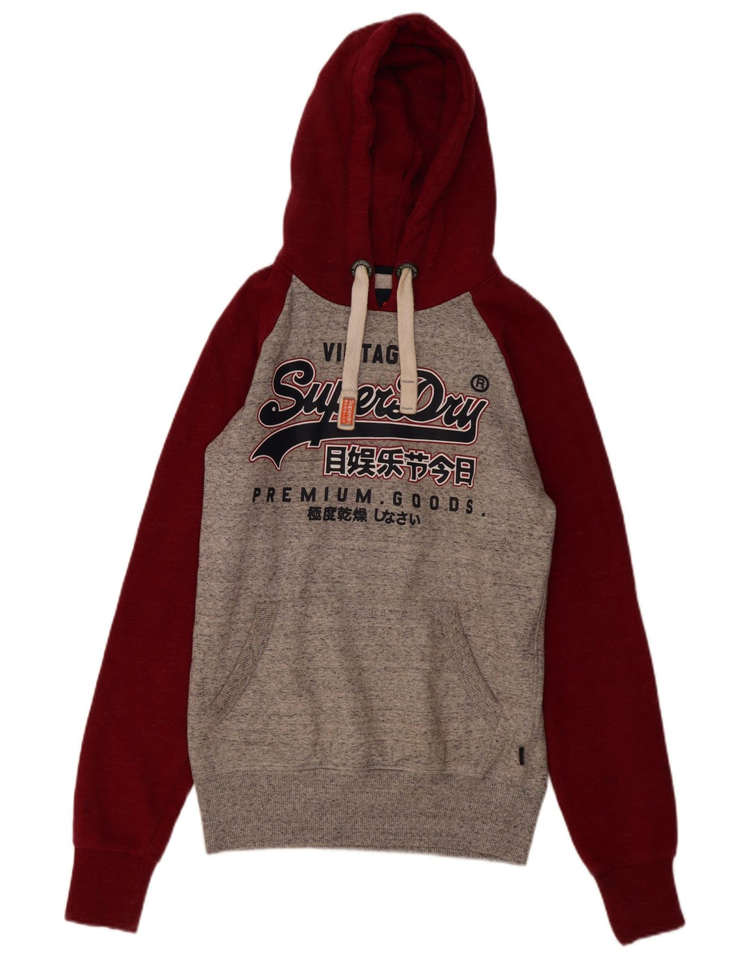 Felpa con cappuccio grafica da uomo Superdry Small in cotone color block grigio