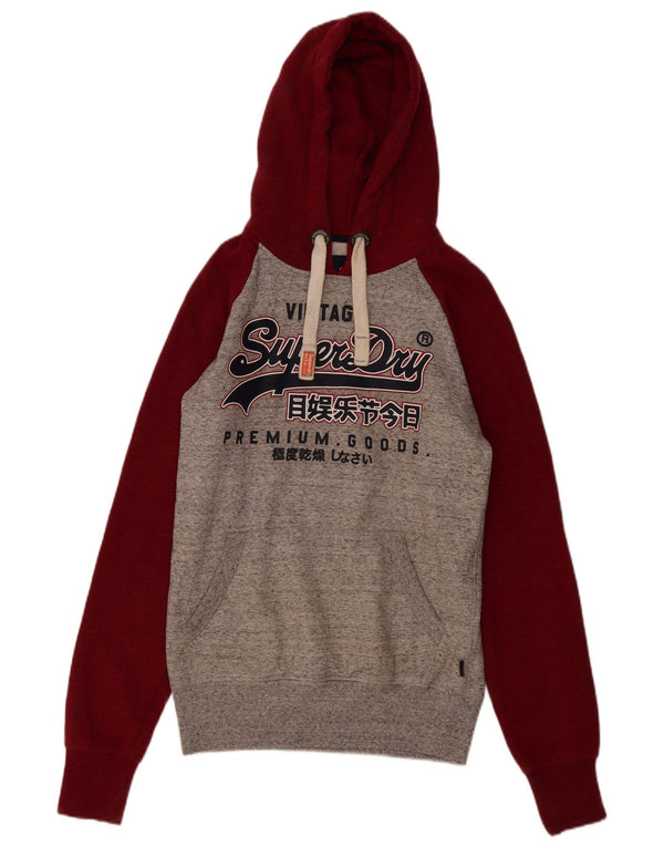 Felpa con cappuccio grafica da uomo Superdry Small in cotone color block grigio