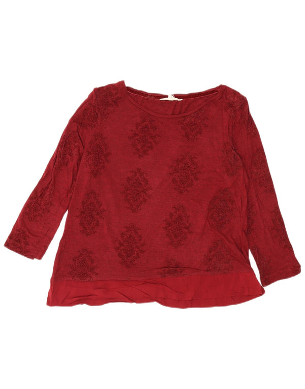 Top corto da donna a maniche lunghe White Stuff UK 14 Grande viscosa floreale bordeaux