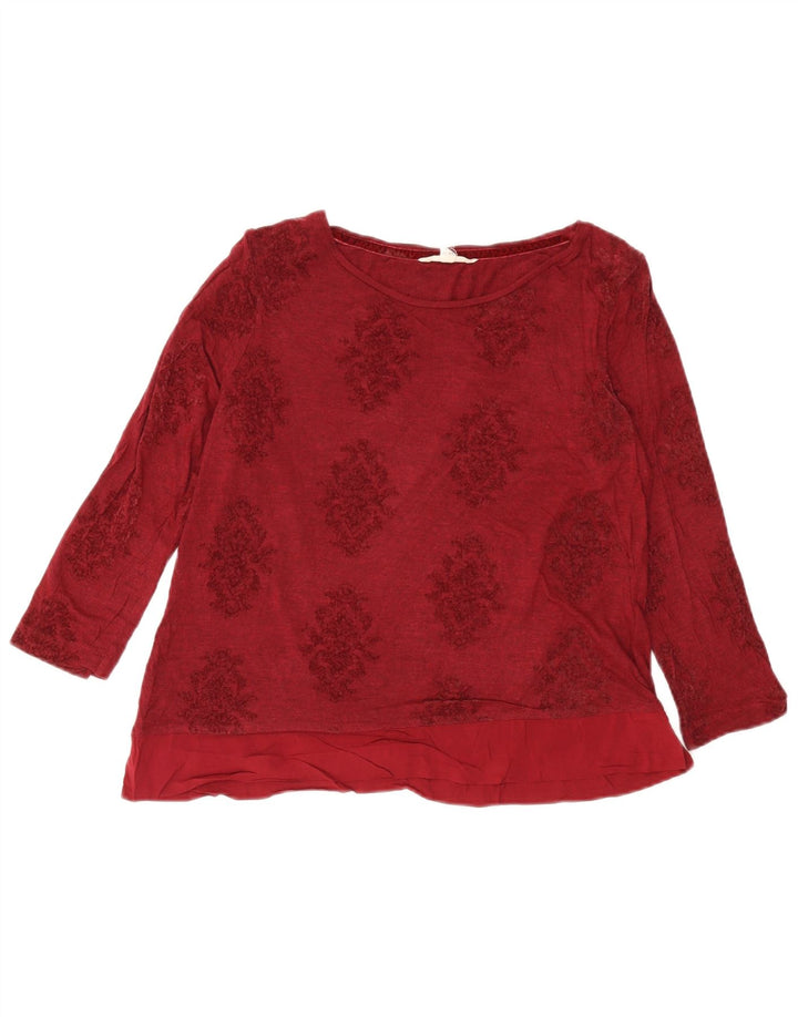 Top corto da donna a maniche lunghe White Stuff UK 14 Grande viscosa floreale bordeaux