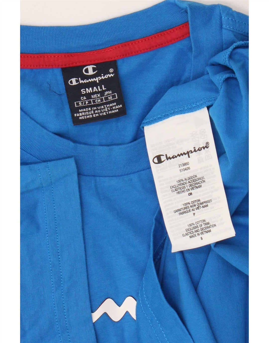 T-shirt grafica da uomo Champion Top piccola in cotone blu