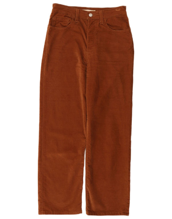 Pantaloni dritti in velluto a coste a vita alta da donna Levi's W27 L27 cotone marrone