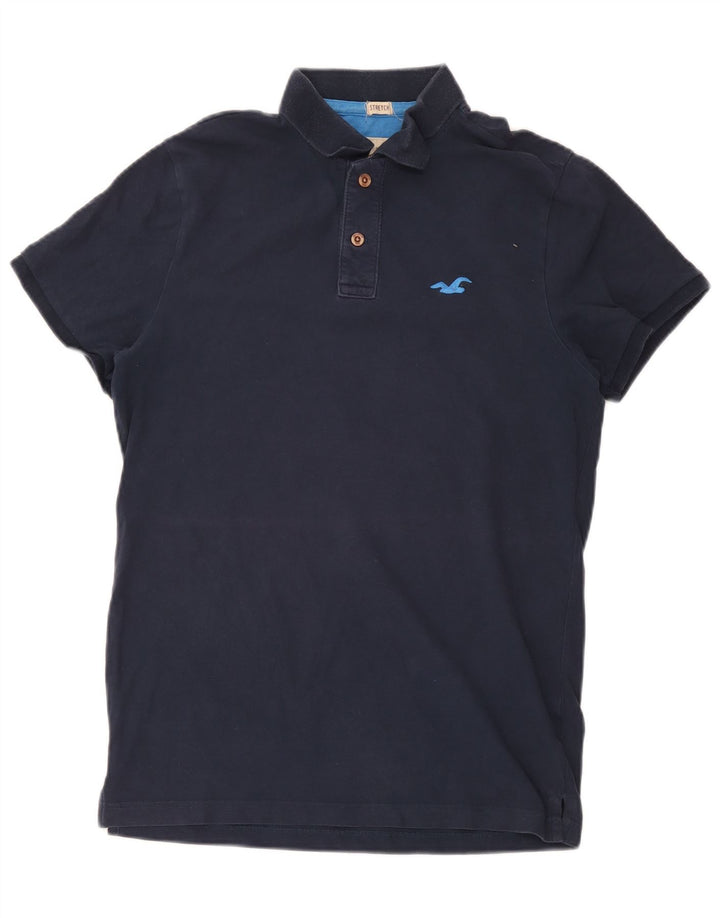 Polo Hollister da uomo in cotone medio blu navy