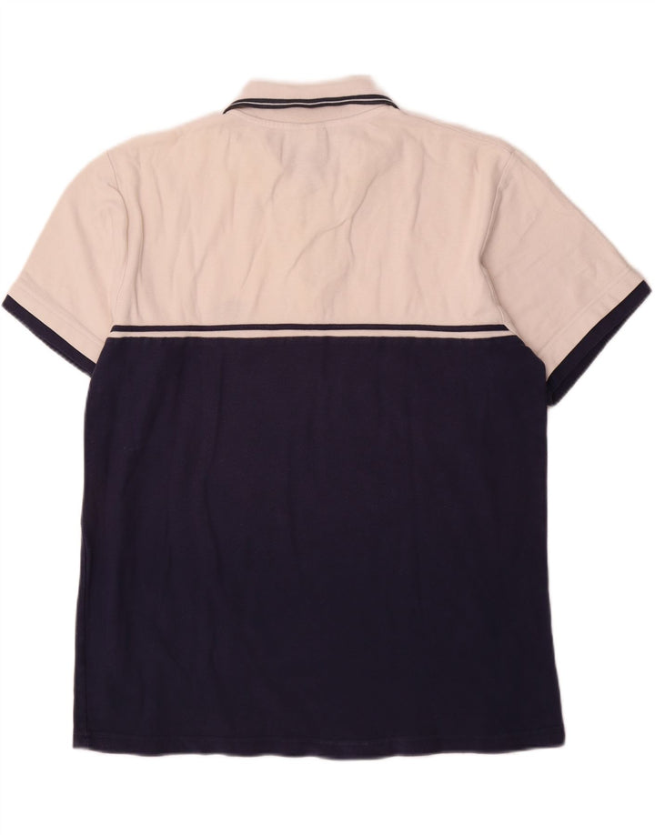 Polo Umbro da uomo in cotone color block bianco medio