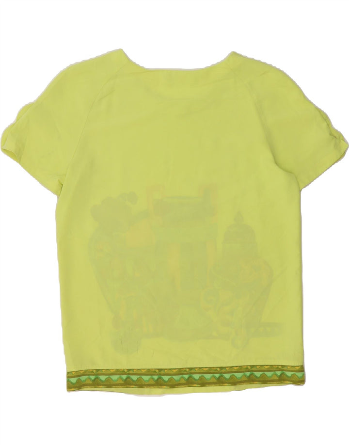 VINTAGE Womens Graphic Blouse Top IT 46 Large Yellow Polyester Vintage Vintage and Second-Hand Vintage from Messina Hembry 