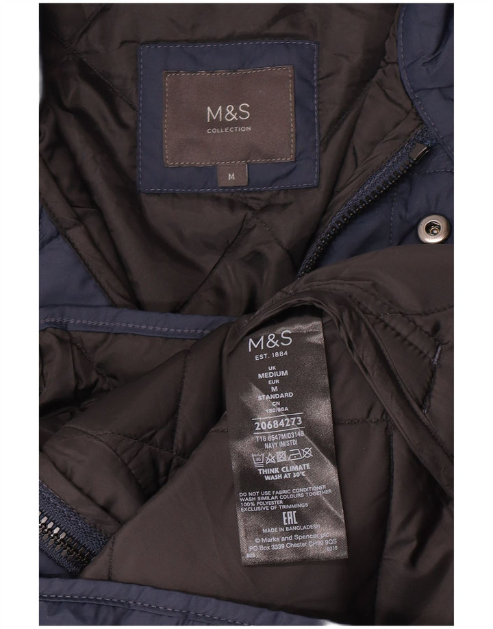 Giacca trapuntata da uomo Marks & Spencer UK 38 poliestere medio blu navy