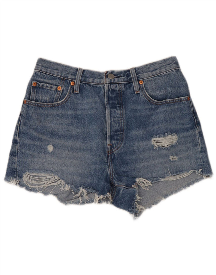 Pantaloncini Levi's da donna 501 in denim invecchiato W29 cotone blu medio