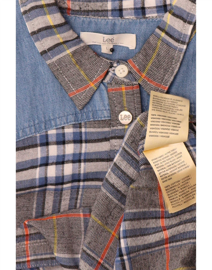 Camicia in flanella da donna Lee UK 16 Viscosa scozzese grande grigia